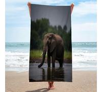 LLSZAHD Toalla Playa Elefante en Aguas Poco Profundas Toalla Microfibra Grande, Toallas de Playa Suave de Secado RáPido Camping Ligera y PortáTil Toallas 90x180cm