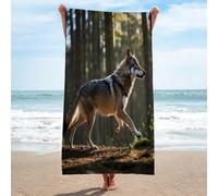 LLSZAHD Toalla Playa Lobo Solitario Corriendo Toalla Microfibra Grande, Toallas de Playa Suave de Secado RáPido Camping Ligera y PortáTil Toallas 150x200cm