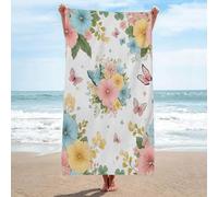 LLSZAHD Toalla Playa Mariposa Jugando Entre Flores Toalla Microfibra Grande, Toallas de Playa Suave de Secado RáPido Camping Ligera y PortáTil Toallas 90x180cm