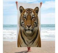 LLSZAHD Toalla Playa Tigre Feroz Mirando fijamente Toalla Microfibra Grande, Toallas de Playa Suave de Secado RáPido Camping Ligera y PortáTil Toallas 200x200cm