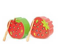 LLTCMAOYI Juego de Atrapar Insectos Magnético de Madera Montessori, Juguete con Forma de Manzana y Fresa para Niños Pequeños