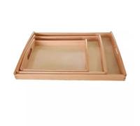 LLTCMAOYI Set de Bandejas de Madera de Haya Montessori, 3 Bandejas de Madera Apilables para Actividades Educativas y Organización de Juguetes para Niños Pequeños