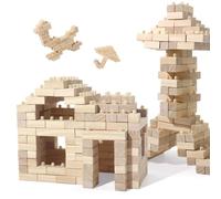 LLTCMYGS Bloques apilables Montessori, Set de construcción de Madera Natural de 190 Piezas, Juguetes educativos de construcción Stem