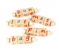 LLTCMYGS Bloques de construcción giratorios de Letras de Madera Montessori para la enseñanza de Idiomas, Juguetes de Lectura y ortografía