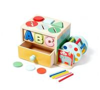 LLTCMYGS Caja de Monedas de Madera Montessori para Clasificar Figuras, Cubo de Actividades Multifuncional para Niños Pequeños