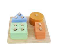 LLTCMYGS Clasificador de Formas de Madera Montessori para Niños Pequeños, Set de 4 Piezas con Clavijas, Juguete Educativo de Coincidencia de Formas y Colores
