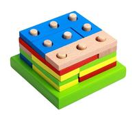 LLTCMYGS Conjunto de columnas de Madera Montessori con Forma geométrica, Juguetes Clasificados para ensamblar y apilar