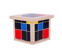 LLTCMYGS Cubo Trinomial Montessori, Rompecabezas Sensorial de Madera para Niños Pequeños, Juguete de Reconocimiento de Colores y Formas