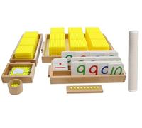 LLTCMYGS Juego Bancario del Sistema Decimal Montessori, Materiales Manipulativos de Perlas Doradas para el Aprendizaje del Valor Posicional y Aritmética,Model a with Carpet
