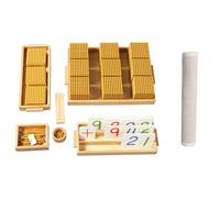 LLTCMYGS Juego Bancario del Sistema Decimal Montessori, Materiales Manipulativos de Perlas Doradas para el Aprendizaje del Valor Posicional y Aritmética,Model b with Carpet