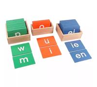 LLTCMYGS Juego de Alfabeto fonético Montessori de Papel de Lija Chino, Juguete sensorial de Madera para Aprender el lenguaje para niños pequeños