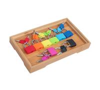 LLTCMYGS Juego de Cerradura y Llave Colorido Montessori, Juguete Sensorial de Vida Práctica de 8 Colores para Niños Pequeños,Bamboo Trays
