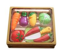 LLTCMYGS Juego de Corte de Alimentos de Juego de Imitación Montessori, Frutas, Verduras y Juguetes de Comida Realistas con Velcro para Niños Pequeños,Vegetables