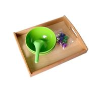 LLTCMYGS Juego de Cucharones de Campanas Coloridas Montessori, Juguete Sensorial de Vida Práctica, Cuencos y Cuchara,Wooden Tray