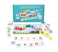 LLTCMYGS Juego de Matemáticas Montessori con Oruga, Juguete de Abalorios con 28 Tarjetas de Operaciones Matemáticas para Niños