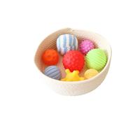 LLTCMYGS Juego De Pelotas Sensoriales Montessori con Cesta De Almacenamiento De Algodón, Pelotas Sensoriales Texturizadas De Múltiples Texturas para Bebés Y Niños Pequeños