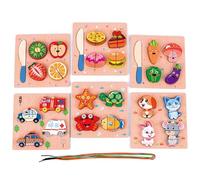 LLTCMYGS Juego de simulación y Rompecabezas de Madera 6 en 1, Rompecabezas de Clavijas de Madera, Regalo de Juguetes educativos Montessori