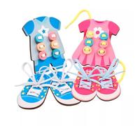 LLTCMYGS Juego de Tablero Montessori para Enhebrar, Juguete de Hacer Cintas en Zapatos y Ropa, Desarrollo de Habilidades Motoras Finas en la Primera Infancia