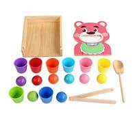 LLTCMYGS Juguete Montessori de Alimentación de Osos con Clasificación de Colores, Juego de Clasificación de Colores de Madera con Vasos, Bolas, Cuchara y Palillos