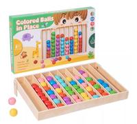 LLTCMYGS Juguete Montessori de Clasificación de Bolas de Colores de Madera, Juego de Rompecabezas para Reconocimiento y Emparejamiento de Colores para Niños Pequeños