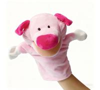 LLTCMYGS Marionetas de Mano de Boca Abierta Montessori, Juguetes de Peluche de Animales, Juguetes para Contar Historias de Navidad,Pig