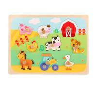 LLTCMYGS Puzzle de Animales de Granja Montessori de Madera con Clavijas, Tablero de Desarrollo de Habilidades Motoras Finas para Niños