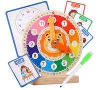 LLTCMYGS Reloj de Aprendizaje de Madera Montessori, Juguete Educativo para Enseñar la Hora a los Niños, Reloj Analógico Interactivo