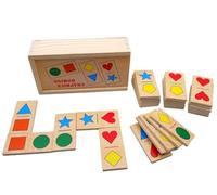 LLTCMYGS Rompecabezas de Dominó de Formas y Colores de Madera Montessori, Juego Temprano para Niños, Regalo de Festival