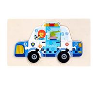 LLTCMYGS Rompecabezas de Madera de Vehículos Montessori, Juguete de Desarrollo de la Motricidad Fina,Police Cars
