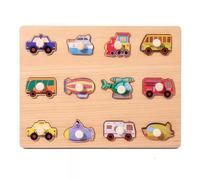 LLTCMYGS Rompecabezas de Madera Montessori de Animales, Frutas y Verduras, Juguete de Tablero, Juegos para Aprender y desarrollar Habilidades motoras Finas,Transportation