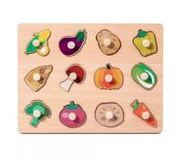 LLTCMYGS Rompecabezas de Madera Montessori de Animales, Frutas y Verduras, Juguete de Tablero, Juegos para Aprender y desarrollar Habilidades motoras Finas,Vegetables