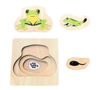 LLTCMYGS Rompecabezas de Madera Montessori, Juguetes educativos de Animales y ciclos de Vida para niños pequeños,Frog