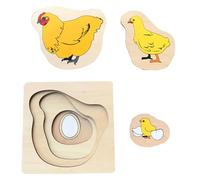 LLTCMYGS Rompecabezas de Madera Montessori, Juguetes educativos de Animales y ciclos de Vida para niños pequeños,Chicken