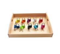 LLTCMYGS Set de Cerraduras y Llaves Montessori, 10 Candados de Aprendizaje de Colores con Llaves a Juego,Wooden Trays