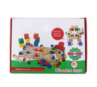 LLTCMYGS Set de Construcción Montessori Super Tuerca y Tornillo, Bloques de Madera con Ruedas