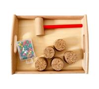 LLTCMYGS Set de Juguete de Martilleo Montessori, Juguete Sensorial de Vida Práctica, Martillo de Madera y Tablero de Corcho con Actividad de Clavado