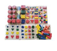 LLTCMYGS Set de Rompecabezas Sensorial Montessori 12 en 1, Tableros de Apilamiento de Formas Geométricas de Madera