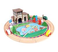 LLTCMYGS Set de Tren de Madera de 39 Piezas con Juego de Pesca Magnético, Educativo para un Tiempo de Juego Divertido