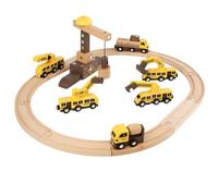 LLTCMYGS Set de vías de Tren de construcción de Madera, Juguete de vehículo de ingeniería magnético y grúa para niños pequeños