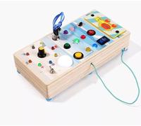 LLTCMYGS Tablero de Actividades Montessori de Madera con Laberinto oceánico, Juguete sensorial de Circuito Doble para niños pequeños