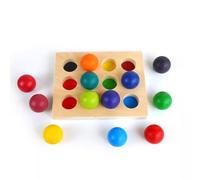 LLTCMYGS Tablero de clasificación de arcoíris de 12 Colores Montessori, Juguete Educativo de Madera para emparejar Bolas para niños pequeños