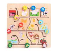 LLTCMYGS Tablero de Juego de Laberinto de Madera Montessori, Juguete Educativo para el Aprendizaje cognitivo temprano,Model d