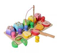 LLTCMYGS Tablero de Pesca de Madera Montessori con Bloques de Juego para Cortar y Formas, Desarrollo de Habilidades Motoras Finas