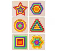 LLTCMYGS Tablero de Rompecabezas de Cognición de Formas Geométricas para Niños Montessori, Educativo para Preescolar y Desarrollo Autista (6 Piezas)