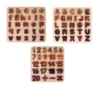 LLTCMYGS Tablero de Rompecabezas de Letras y números de Madera Natural Montessori, Juguete Educativo para Preescolar