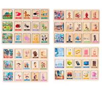 LLTCMYGS Tablero de Rompecabezas de Madera Montessori, Juguete Educativo de 4 Temas (Artículos Diarios/Vida/Carrera/Animales)