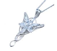 LLUCH Collar con colgante Arwen Evenstar con caja de princesa, plata de ley 925, collar Hobbit Aragorn, joyería élfica para regalar a tus mujeres queridas