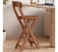 lluoqian Cómodo taburete alto plegable de madera maciza, portátil con respaldo para bar, restaurante, cafetería, barra de bar, uso al aire libre (marrón, 69 cm)