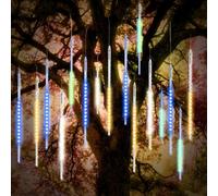 Lluvia de meteoros Luces de lluvia, Vikdio 50cm 10 Tubos de espiral 540 LEDs Nieve Caída Luces de cuerda para la boda Árbol de Navidad Decoración del hogar, Soporte 3 Juegos Gancho (Multicolor)