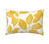 LLWYH Fundas Cojines 30x50 cm, Juego de 2 Cojines Blanco para Sofa, Suave Funda Almohada de Terciopelo Funda Cojin Hoja Amarilla Decoracion para Sofá, Dormitorio Sala de Estar -TER307